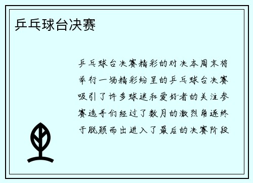 乒乓球台决赛
