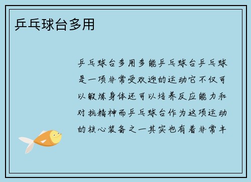 乒乓球台多用