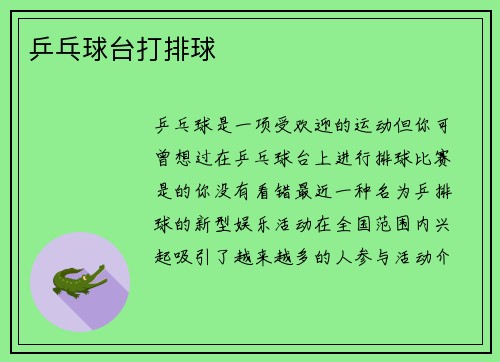 乒乓球台打排球