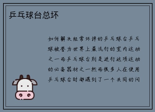 乒乓球台总坏