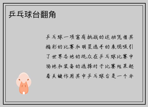 乒乓球台翻角