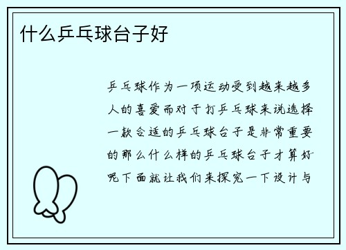 什么乒乓球台子好