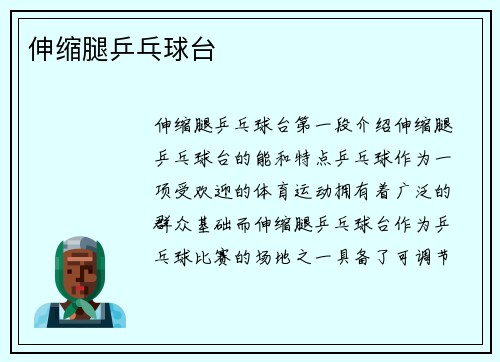 伸缩腿乒乓球台
